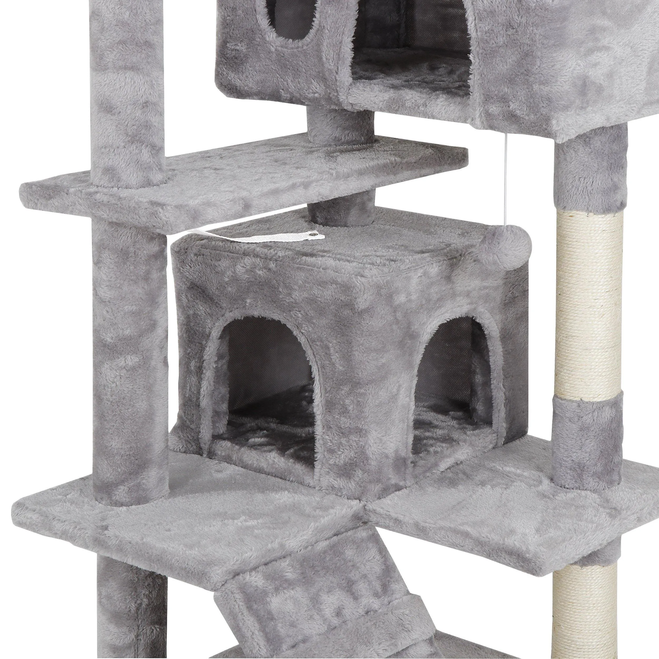 ZENY™ 53‘‘ Cat Tree with Sisal-Covered Scratching Posts and 2 Plush Rooms Cat Furniture for Kittens
