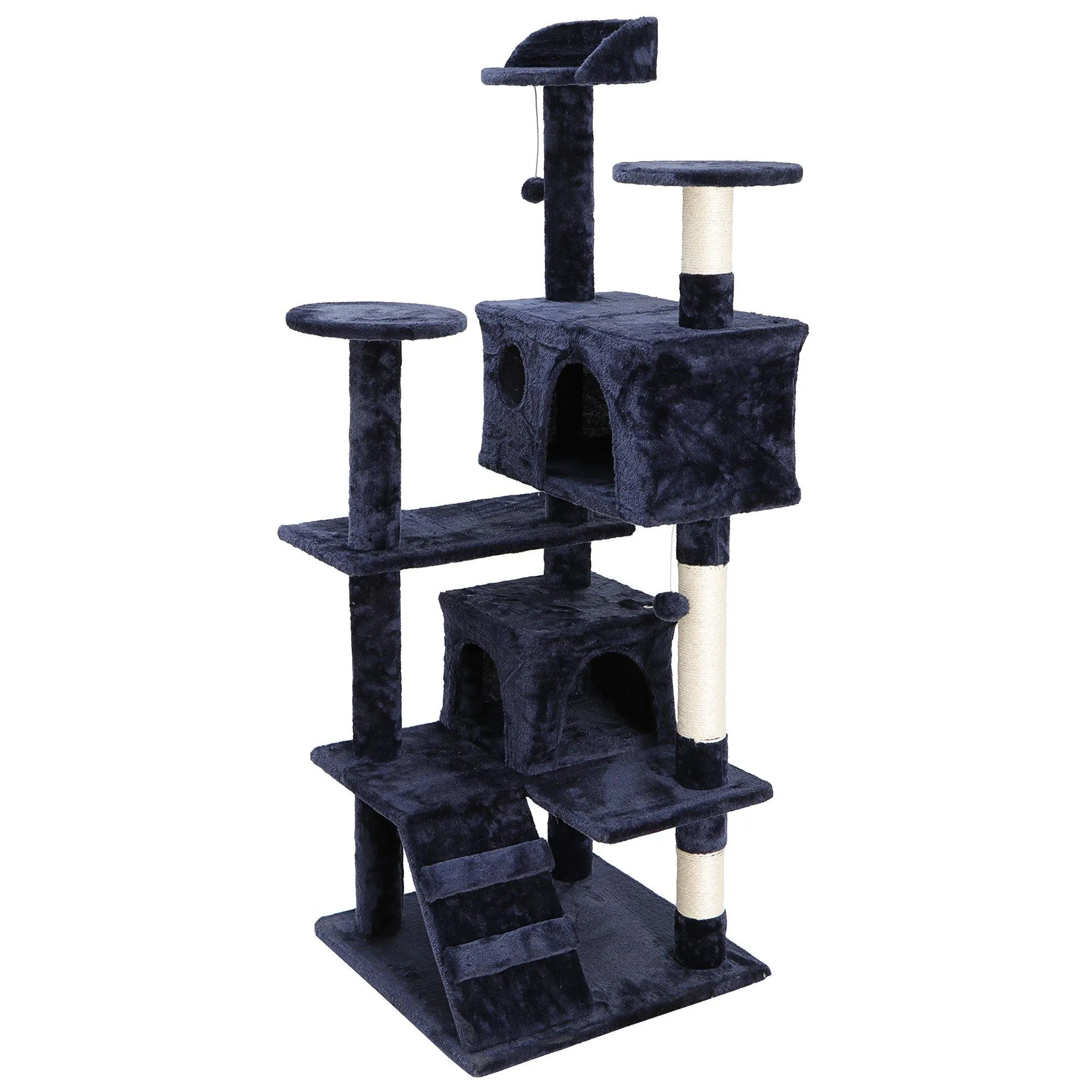 ZENY™ 53‘‘ Cat Tree with Sisal-Covered Scratching Posts and 2 Plush Rooms Cat Furniture for Kittens