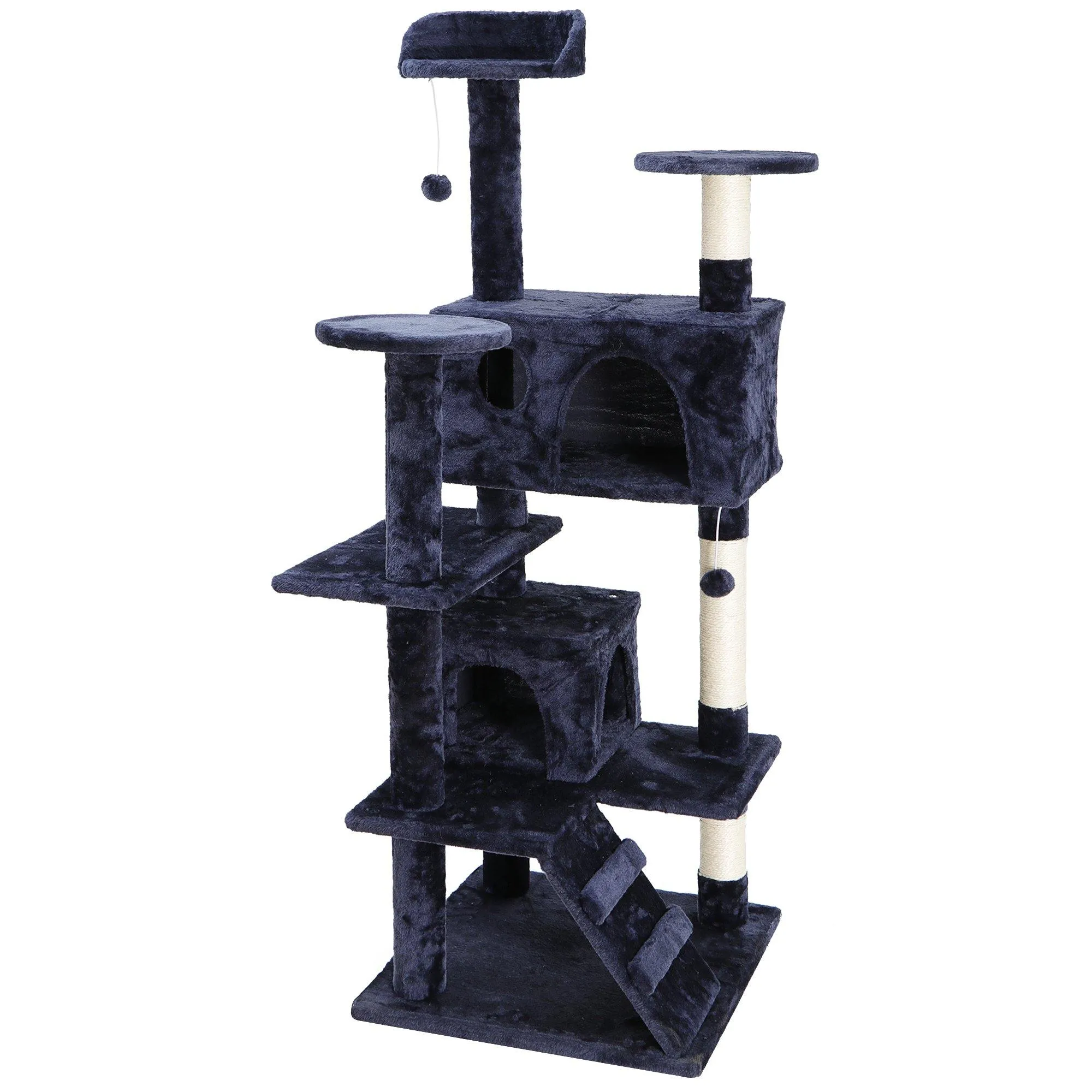 ZENY™ 53‘‘ Cat Tree with Sisal-Covered Scratching Posts and 2 Plush Rooms Cat Furniture for Kittens