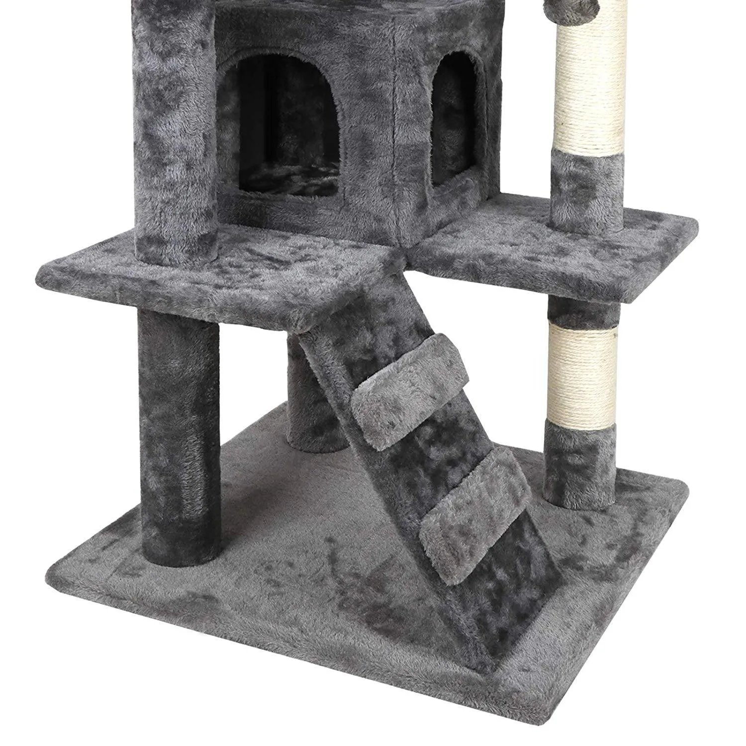 ZENY™ 53‘‘ Cat Tree with Sisal-Covered Scratching Posts and 2 Plush Rooms Cat Furniture for Kittens