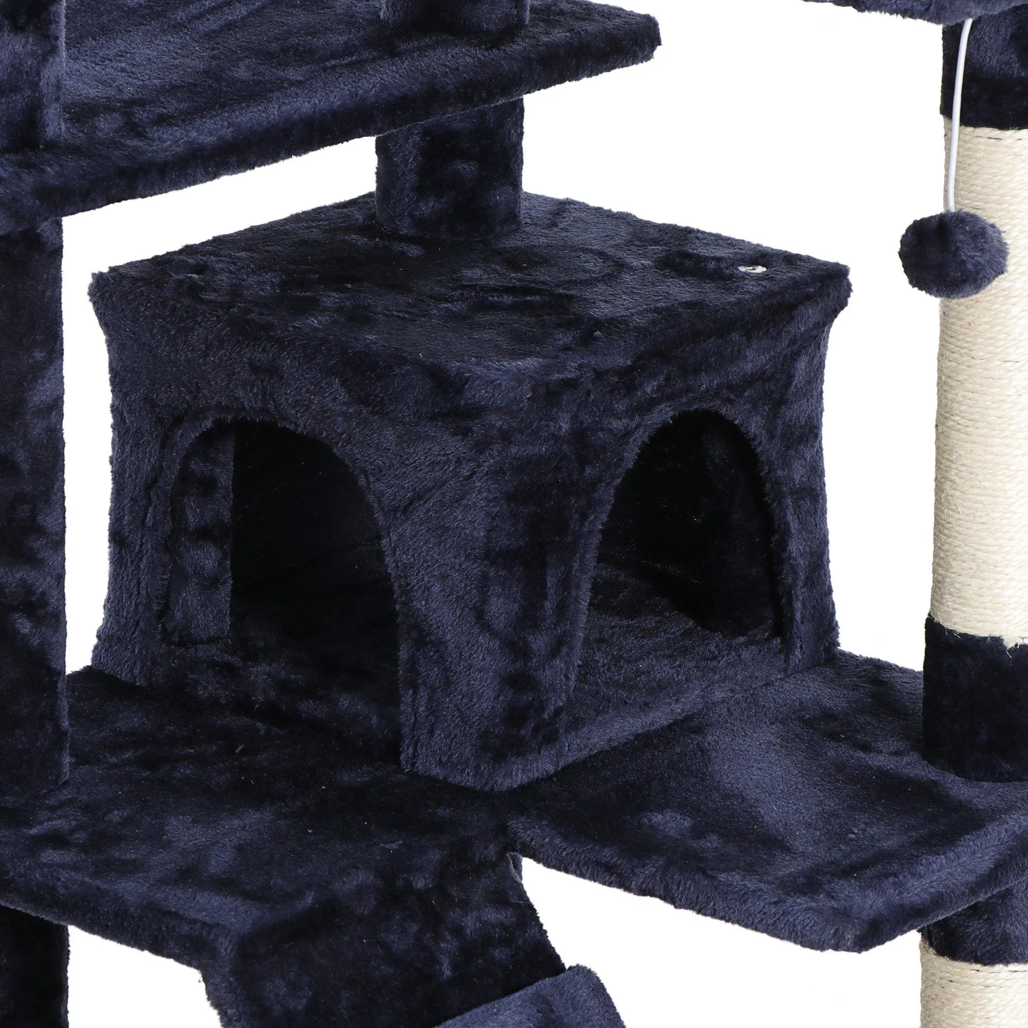 ZENY™ 53‘‘ Cat Tree with Sisal-Covered Scratching Posts and 2 Plush Rooms Cat Furniture for Kittens