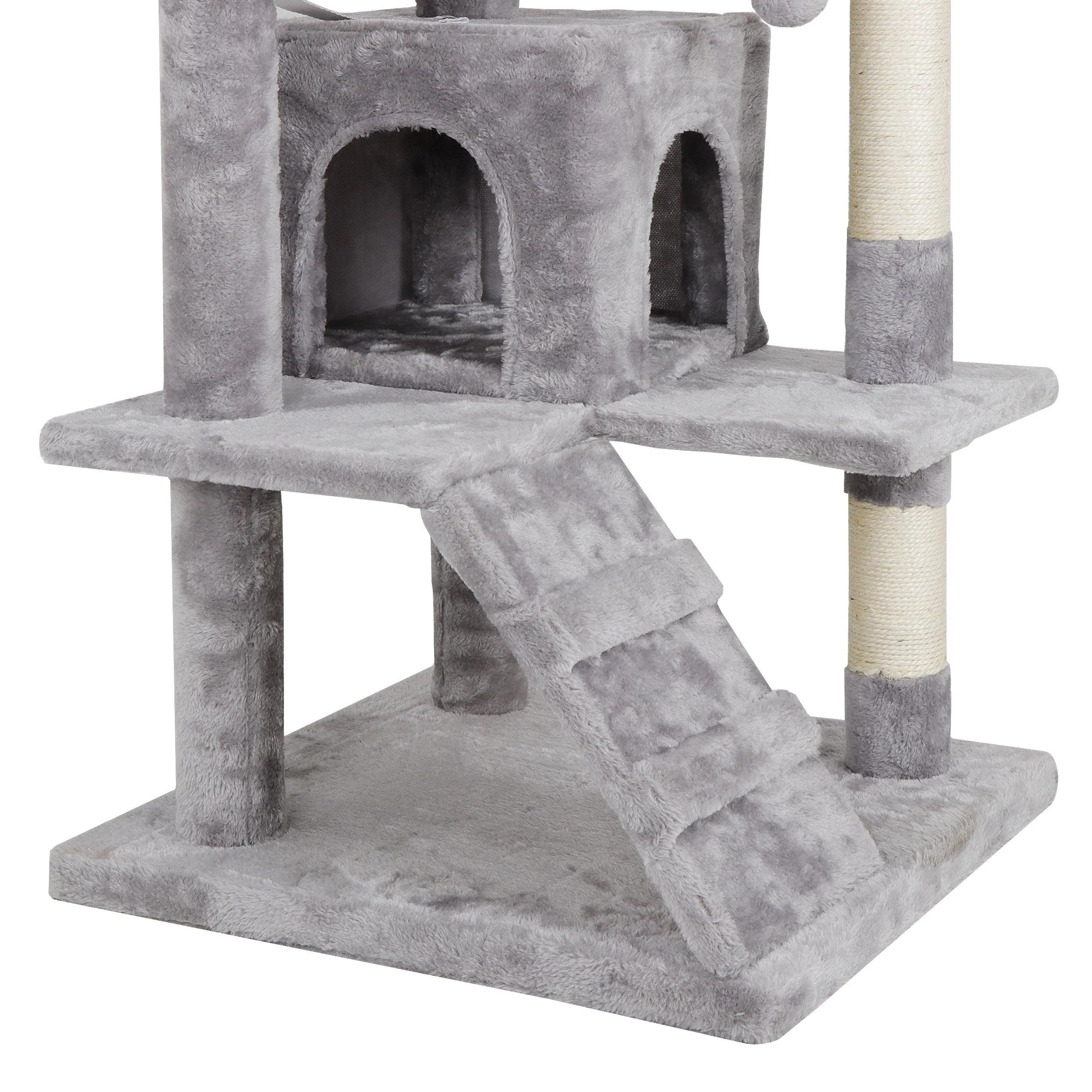 ZENY™ 53‘‘ Cat Tree with Sisal-Covered Scratching Posts and 2 Plush Rooms Cat Furniture for Kittens