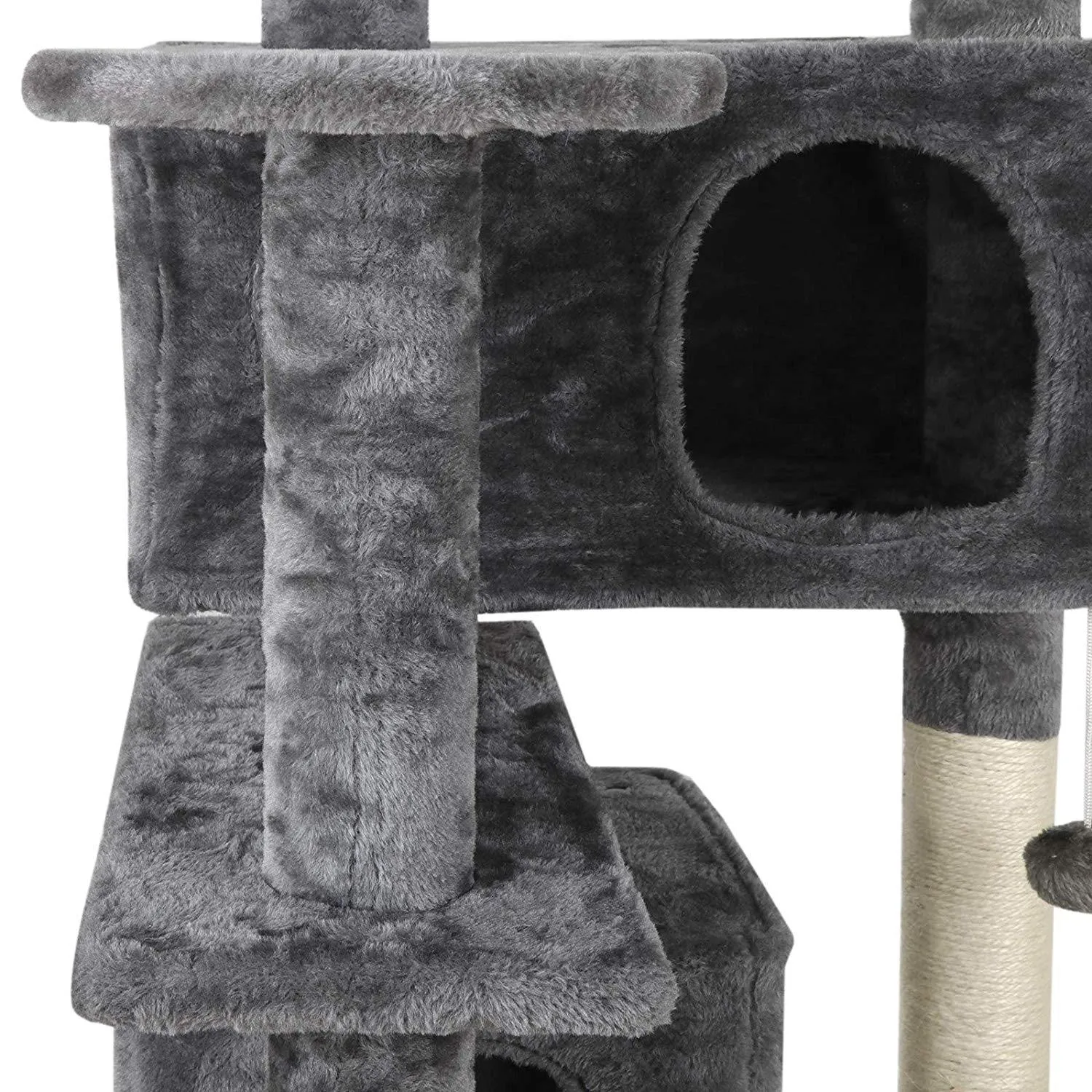 ZENY™ 53‘‘ Cat Tree with Sisal-Covered Scratching Posts and 2 Plush Rooms Cat Furniture for Kittens