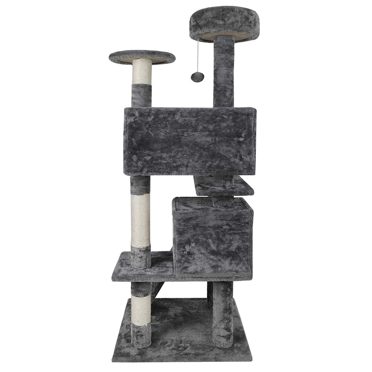 ZENY™ 53‘‘ Cat Tree with Sisal-Covered Scratching Posts and 2 Plush Rooms Cat Furniture for Kittens