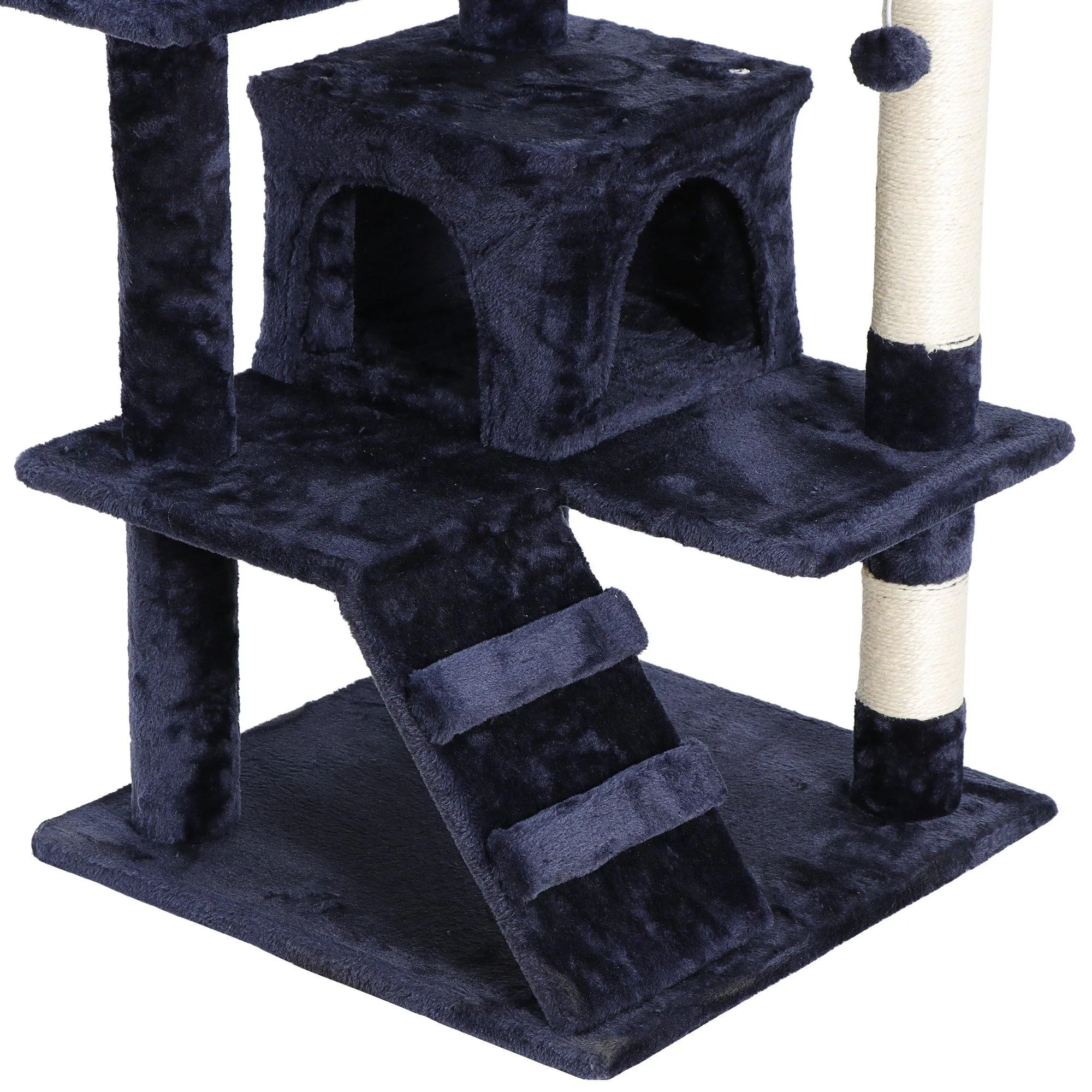 ZENY™ 53‘‘ Cat Tree with Sisal-Covered Scratching Posts and 2 Plush Rooms Cat Furniture for Kittens