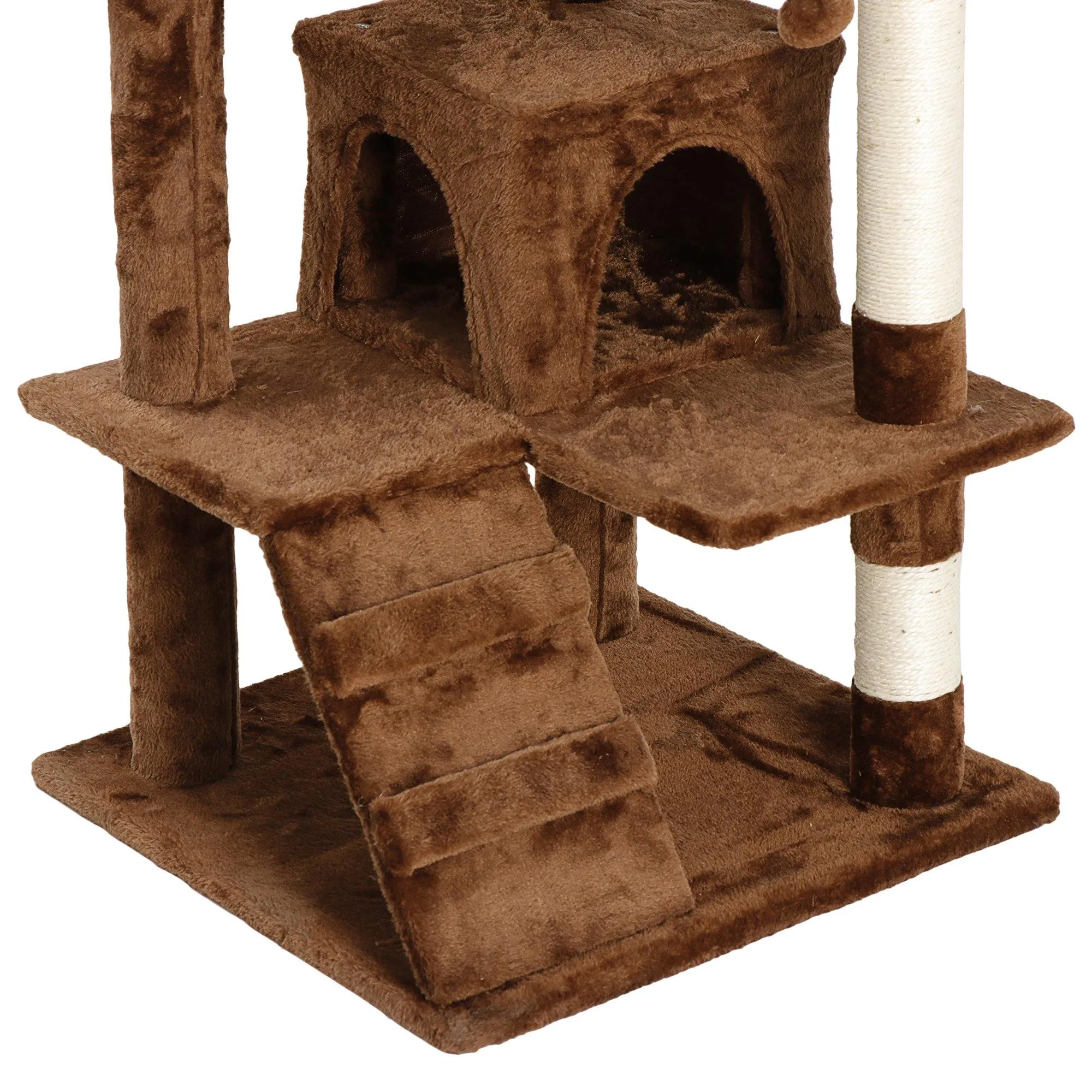 ZENY™ 53‘‘ Cat Tree with Sisal-Covered Scratching Posts and 2 Plush Rooms Cat Furniture for Kittens