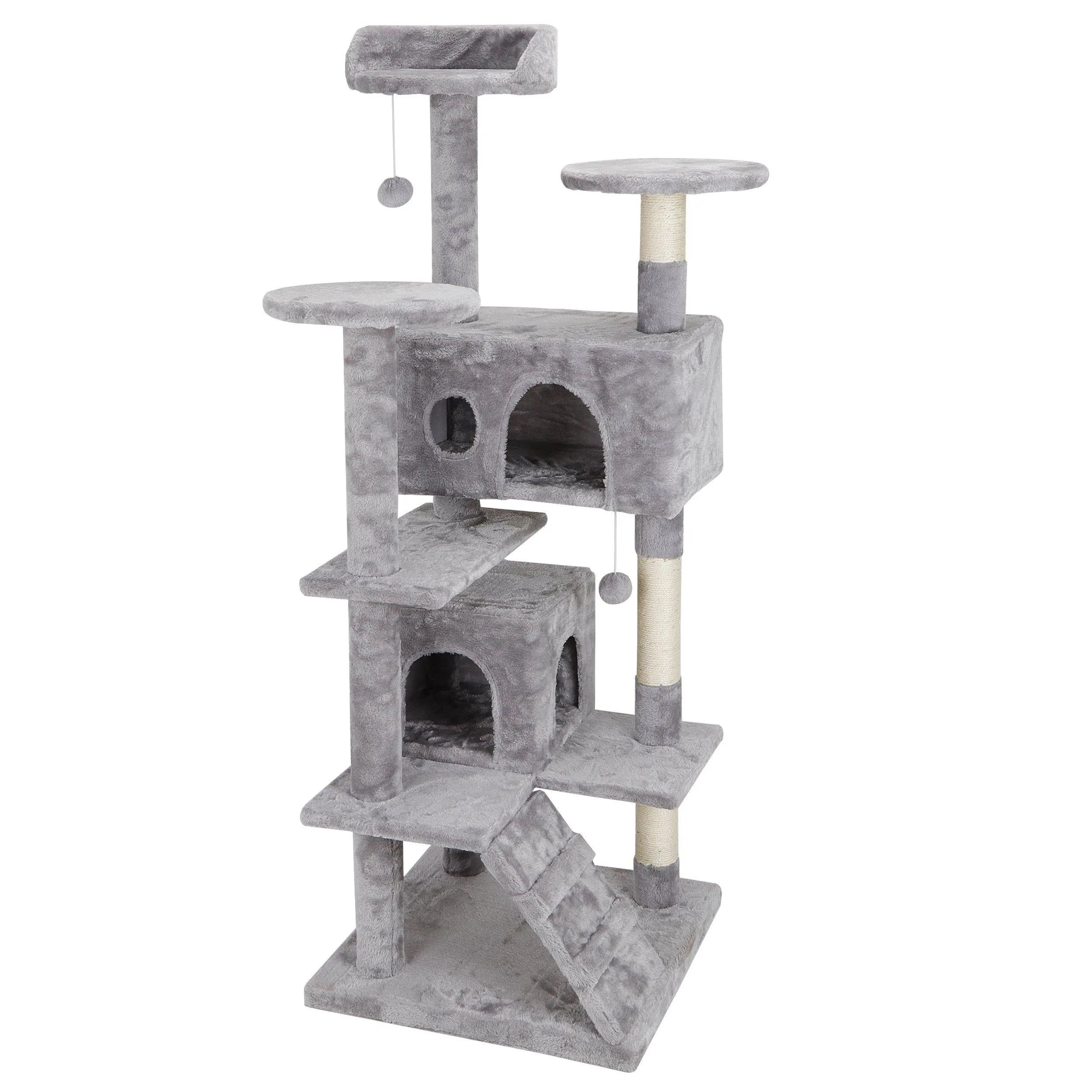 ZENY™ 53‘‘ Cat Tree with Sisal-Covered Scratching Posts and 2 Plush Rooms Cat Furniture for Kittens